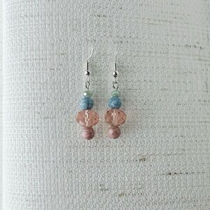 925 Silver Pink Crystal Earrings